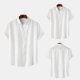 thumbnail image 2 of Camisa de manga corta de verano para hombre, color liso y solapa - Estilo sencillo y moderno, poliéster, para todas las estaciones, 2 of 8
