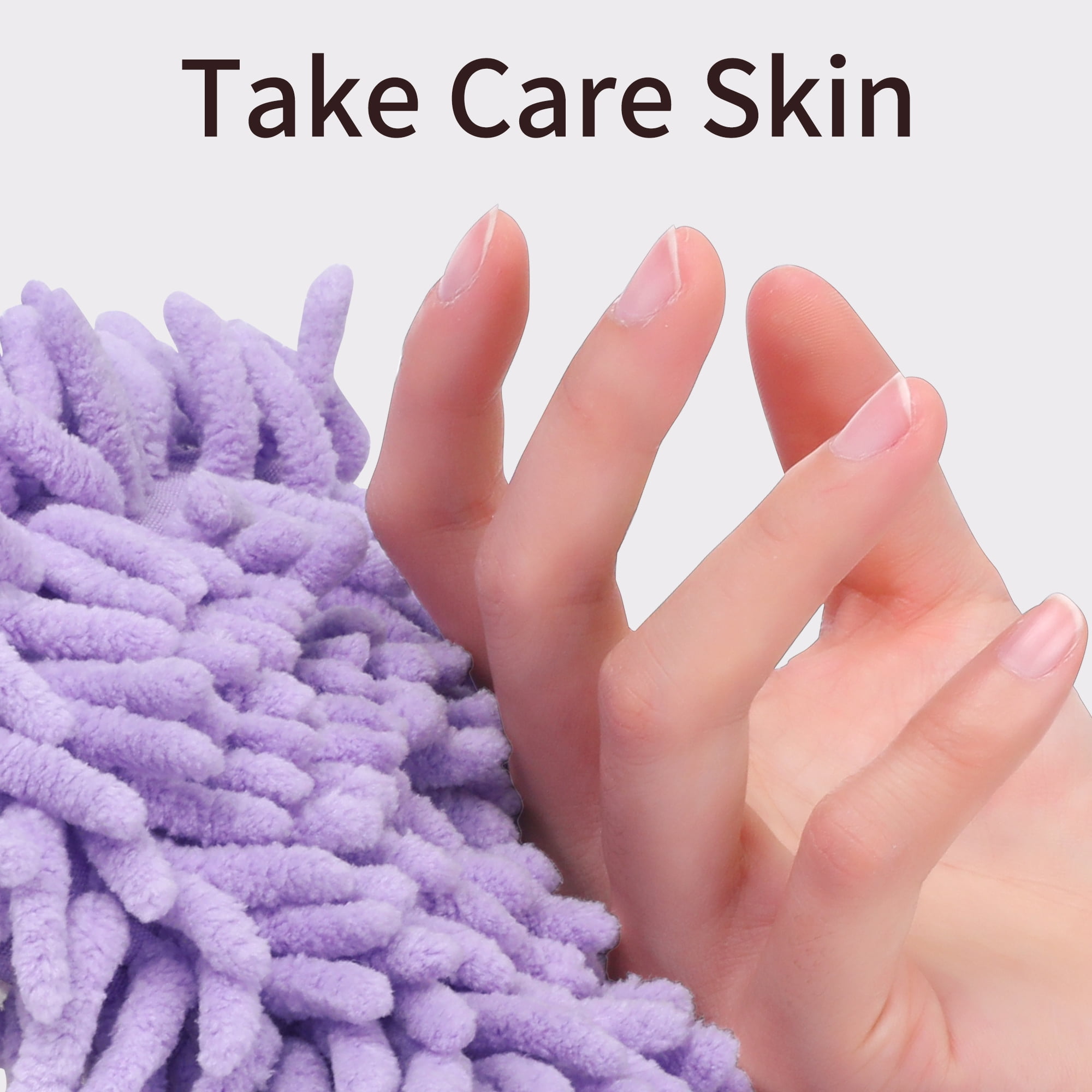 Unique Bargains Cartoon Fuzzy Ball Hand Towels Quick Dry Purple 2-Piece