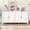 White, variant on Mintazer 61" Fluted Sideboard Buffet Cabinet with 4 Door, Modern Wave Slatted Storage Credenza with Gold Metal Handles for Dining Room Living Room Entryway, White