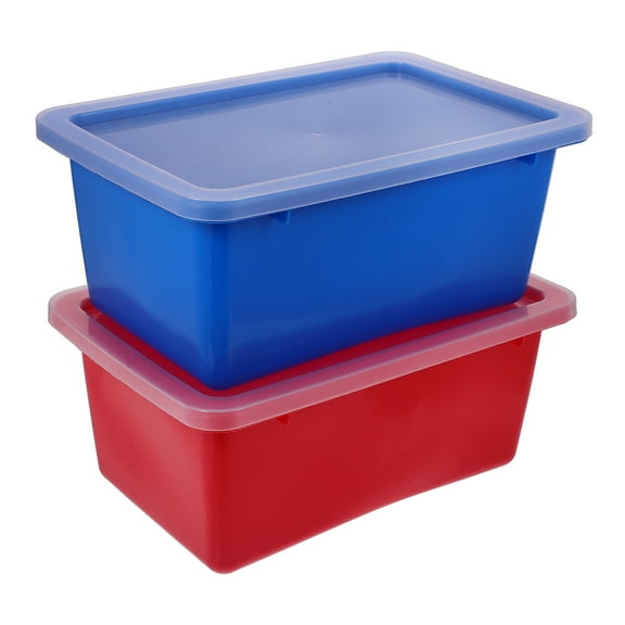 unbranded 2pcs Plastic Storage Containers With Lids Stackable Toy Bins For Playroom And Classroom Organization Storage Solution