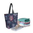 thumbnail image 2 of FORMRS Womens Canvas Tote Bag with Zipper Inner Pocket Shoulder Handbag, Red and Blue Fireworks Pattern, 2 of 7