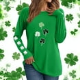 thumbnail image 2 of Erwazi Women's St Patrick's Day T-Shirt Green Long Sleeve Crewneck Shamrock Tees Tops, 2 of 6