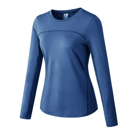

Profit Women Autumn Thermal Underwear Baselayer Long-Sleeve Elastic Tight Warmer Tops Comfortable Clothing Fitness Training Blue S