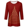 thumbnail image 4 of BLVB Christmas Shirts for Women 3/4 Length Sleeve Tunic Tops Trendy Cute Graphic Tees Loose Blouses Gifts for Ladies, 4 of 4