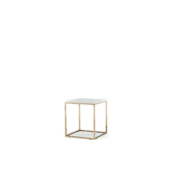 Enza Home Legato Engineered Wood & Metal Side Table in White/Gold