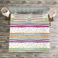 thumbnail image 3 of Ambesonne Striped Quilted Bedspread Set 3 Pcs, Bows Hearts Dots Girly, King Size, Multicolor, 3 of 3
