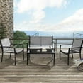 thumbnail image 6 of Vineego 4 Pieces Patio Furniture Outdoor furniture Outdoor Patio Furniture Set Textilene Bistro Set Modern Conversation Set Black Bistro Set with Loveseat Tea Table for Home, Lawn and Balcony (Beige), 6 of 8