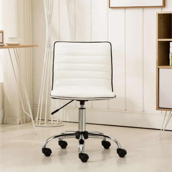 High - Quality Faux Leather Mid - Back / White Office Chair with Swivel