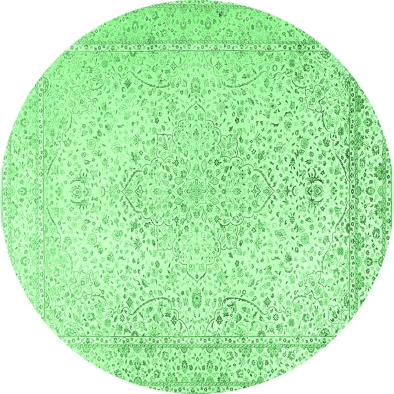 Ahgly Company Indoor Round Persian Emerald Green Traditional Area Rugs, 7' Round