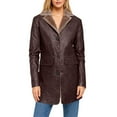 thumbnail image 5 of Wowcloth Women's Solid Color Button Front Long Sleeve Lapel Collar Leather Jacket with Pockets, Classic Style for Daily Wear and Travel, 5 of 9