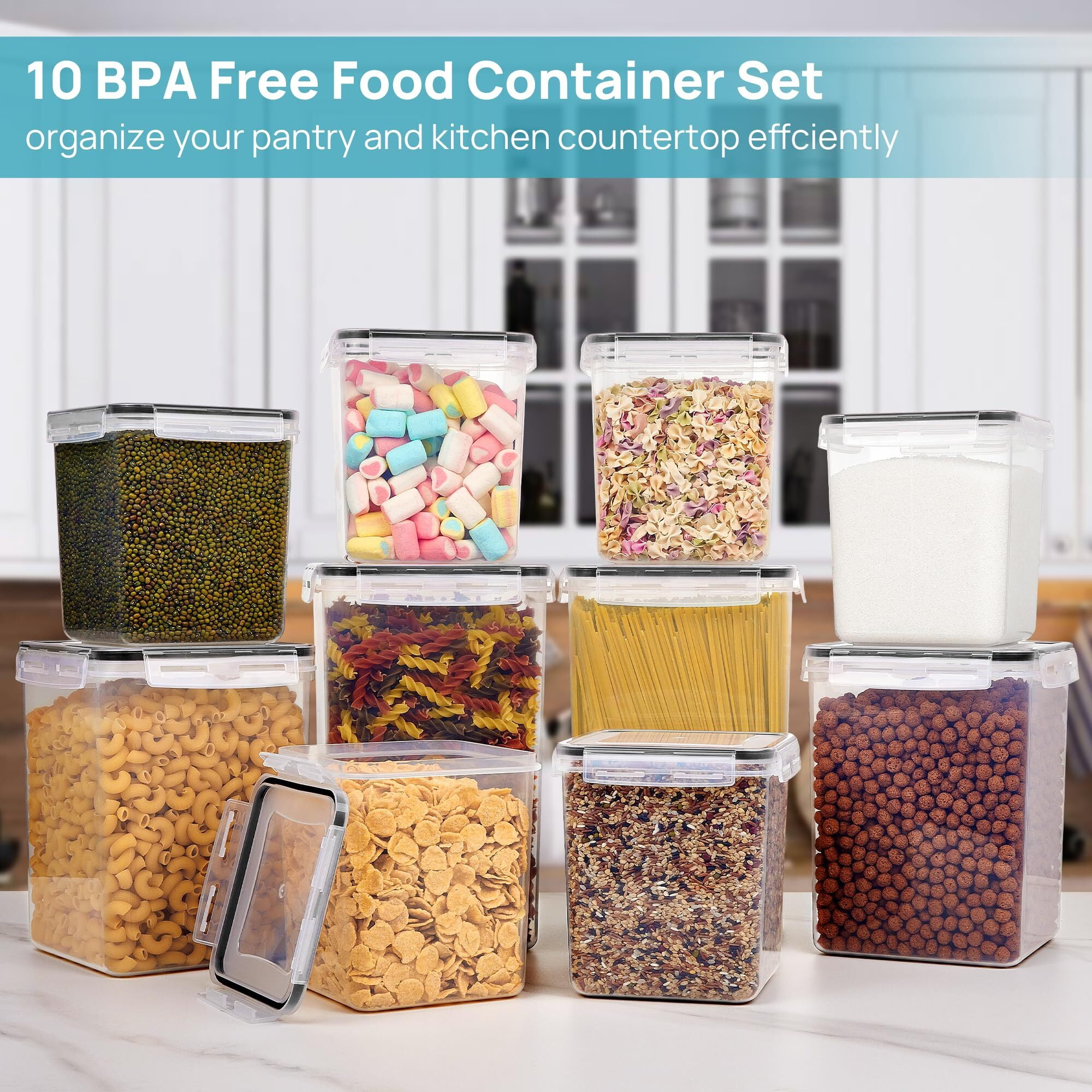 4Pc Large Food Storage Container 176Oz, BPA Free for Flour, Sugar