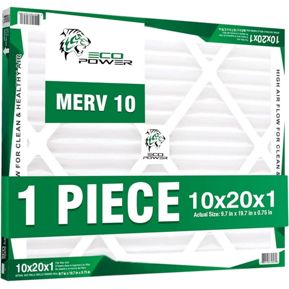 10x20x1, Air Filter MERV 10 (1-Pcs), Pleated HVAC AC Furnace Air Filters Replacement