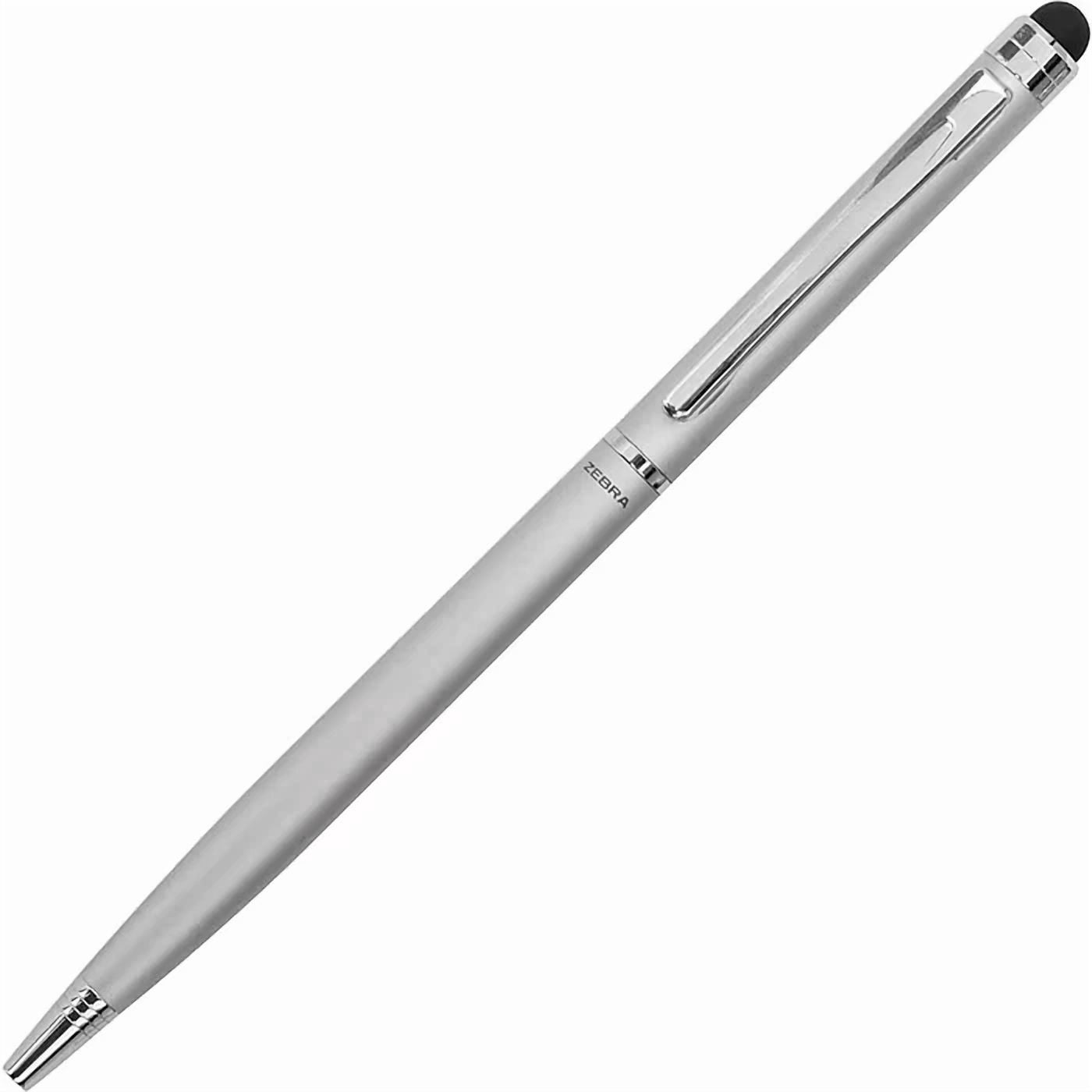 CIRCLE- Zebra Stylus/Pen Combination Twist Ballpoint Silver 33161, Black, Fine Ballpoint