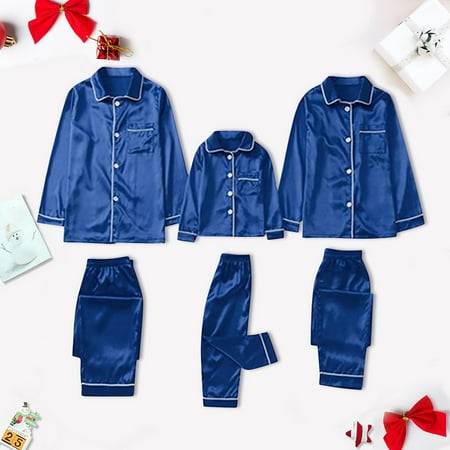 

Daqian Family Matching Pajamas Pajamas Parent-Child Outfit Sets Soft and Comfort Long Sleeve Blouse and Bottom Loungewear Family Christmas Pajamas Clearance Dark Blue 8(L)