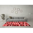 thumbnail image 3 of Ahgly Company Machine Washable Indoor Round Abstract Red Modern Area Rugs, 5' Round, 3 of 4