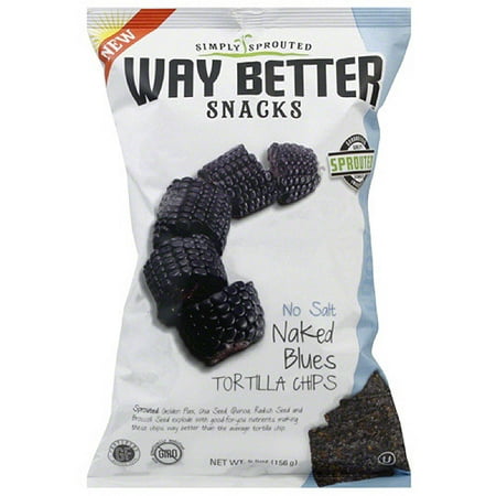 Way Better Snacks No Salt Naked Blues Tortilla Chips, 5.5 oz, (Pack of (Best Way To Reheat Chips)
