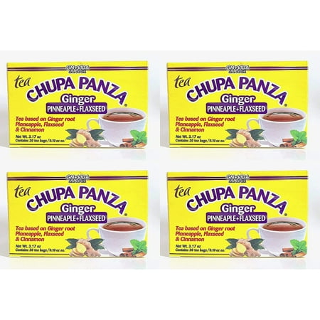 Tea CHUPA Panza, Tea Based ONGINGER Root, PINNEAPPLE, Flaxseed & Cinnamon (30 Tea Bags/0.10 oz Each) Pack of 4