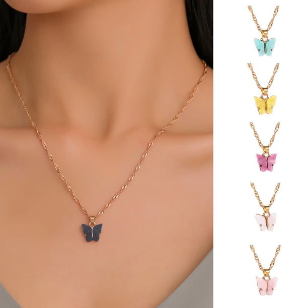 XWSHYW Collares Colgantes Collar Dulce Collar de Cadena de Clavícula de Color Acrílico