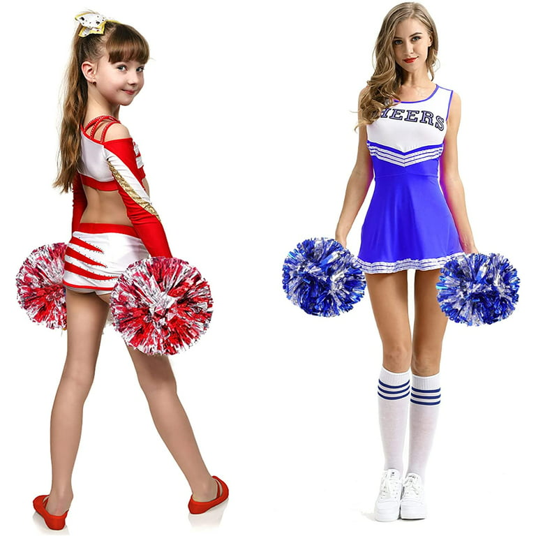 Red Pom Poms Cheerleader Dance Kids & Adults Costume Accessory at