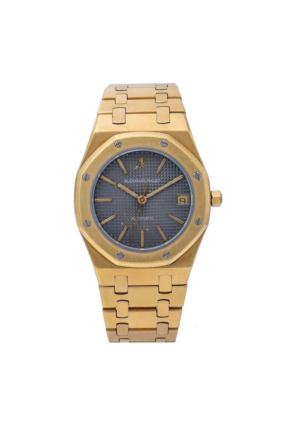 Pre-Owned Audemars Piguet Royal Oak Lady 67600BA 33MM Black Dial With Yellow Gold Bracelet
