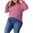 thumbnail image 4 of Agnes Orinda Women's Plus Size Hoodies Pullover Lightweight Drawstring Long Sleeve Fashion Sweatshirts 1X Pink, 4 of 6