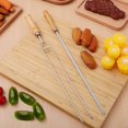 thumbnail image 2 of 8Pcs Stainless Steel Barbecue Skewers Wooden Handle BBQ Fork Kabob Sticks with Drawstring Bag for Grilling, 2 of 4
