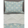thumbnail image 3 of Fleur De Lis Comforter & Sham Bedding Set, Grunge Design Retro Victorian Nobility Rococo Motif in Soft Tones, 3 pcs Duvet Set Microfiber Filling Quilt, 5 Sizes, Pale Blue and Cream, by Ambesonne, 3 of 4