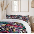 thumbnail image 7 of Ambesonne Hipster Duvet Cover Set, Music Themed Hand Drawn Abstract Instruments Microphone Drums Keyboard Stradivarius, Decorative 2 Piece Bedding Set with 1 Pillow Sham, Twin Size, Coral Purple Twin Coral Purple, 7 of 7