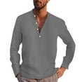 thumbnail image 5 of Caqnni Mens Linen Shirt, Casual Button Up Down Shirts for Men, Beach Long Sleeve Essential Business Top Clothes for Summer (Dark Gray,XL), 5 of 5