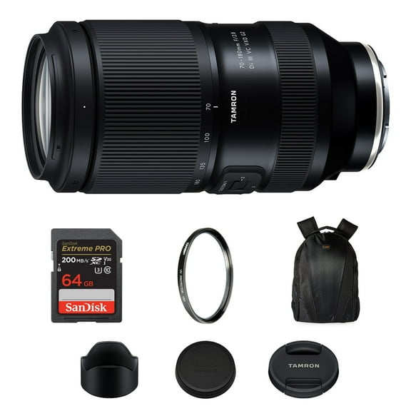 Tamron 70-180mm f/2.8 Di III VCVXD G2 Lens-Sony E 64GB SDXC Tiffen UV Filter Kit