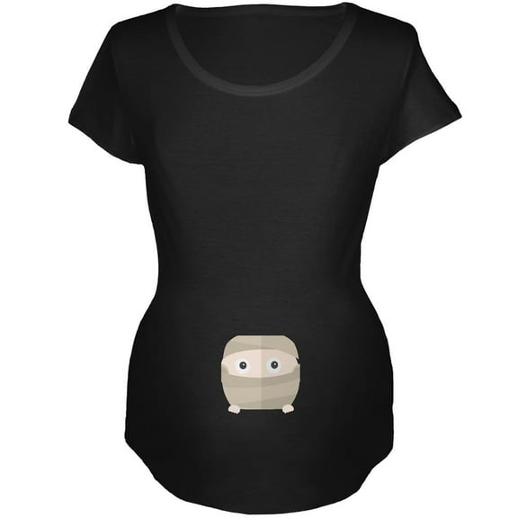 Halloween Mummy Baby Black Maternity Soft T-Shirt - 2X-Large