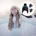 thumbnail image 4 of Minnieouse Sombrero Guantes Kit Diseño de orejeras Manoplas de punto para niños con patrones de dinosaurios Animal Accesorios de invierno Regalo de Año Sombreros Pasto verde S 1-2 ans Minnieouse AP009413-16B, 4 of 6
