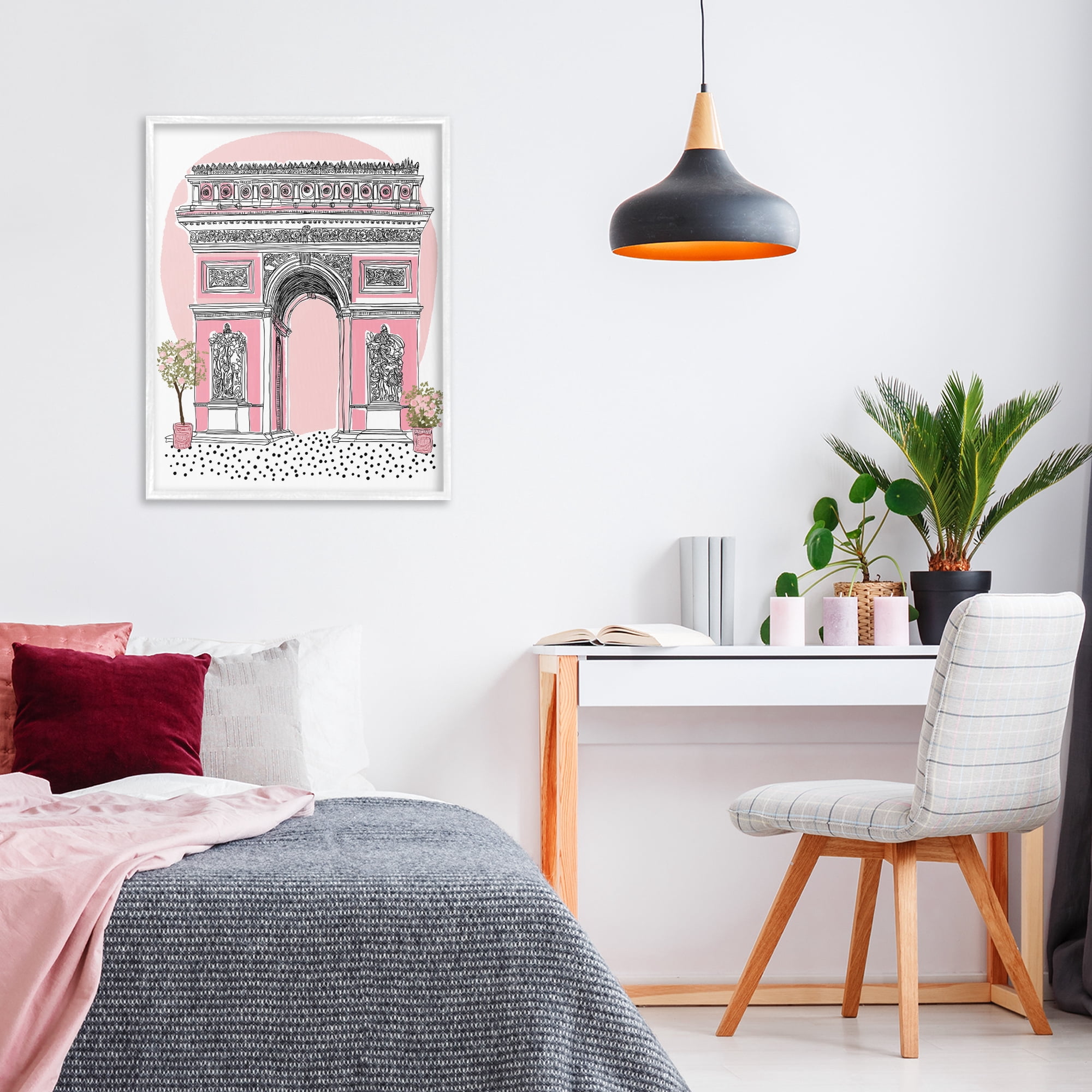 Stupell Industries Pink Neoclassical Archway White Framed Giclee Art, design by Jess Stempel