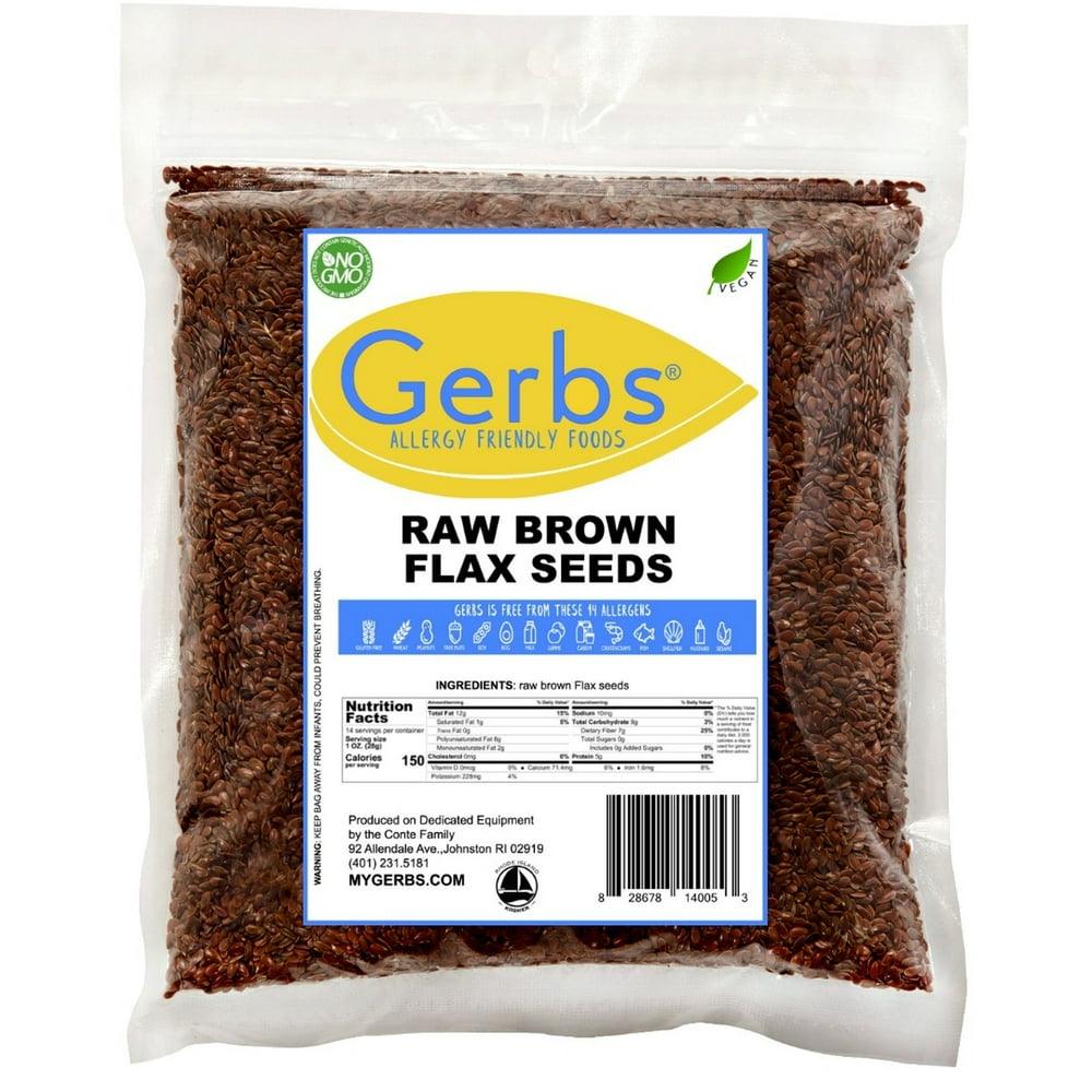 Raw Brown Flax Seeds by Gerbs - 14 OZ. - Top 14 Food ...