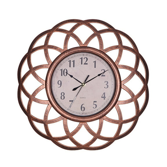 GOOHOCHY Vintage Dial Clock European Hollowed-out Silent Clock 3D Large Decorative Wall Clock for Living Room Bedroom Kitchen(Bronze)