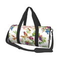 thumbnail image 2 of Xecao Birds And Flowers print Round Travel Duffel Bag is a foldable gym bag with an inner pocket, perfect for travel sports, 2 of 8
