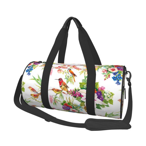 Balery Birds And Flowers Bolsa de Gimnasio para Mujeres y Hombres, Bolsa de Viaje Impermeable, Bolsa de Fin de Semana con Compartimento para Zapatos y Bolsillo Húmedo