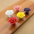 thumbnail image 3 of Joernso Ceramic Door Knob Rose Shape Corrosion Resistance Elegant Vintage Ceramic Rose Floral Knob with Screw for Cabinets Cupboards Drawers, 3 of 8