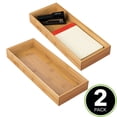 thumbnail image 2 of mDesign Wooden Bamboo Office Drawer Organizer Box Tray - 2 Pack - Natural Wood, 2 of 7