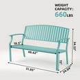 thumbnail image 2 of GONICHA Outdoor Bench,Weatherproof Aluminum Patio Garden Bench for Park Yard Deck Entryway,Blue, 2 of 6