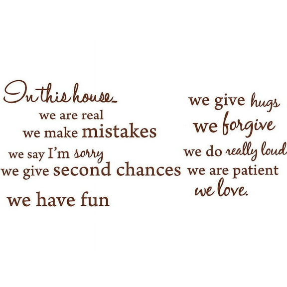 Brown 27" x 30" In this house, We are Real... Vinyl Wall Art Home Decor Decal Sticker