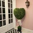 thumbnail image 2 of Boxwood Heart With Bow Topiary, Valentines Day Decorations Green And White, 32",Realistic Faux Potted Shrub For Indoor/Outdoor, Front Porch, Office Decor , not include the soil,2PCS, 2 of 7