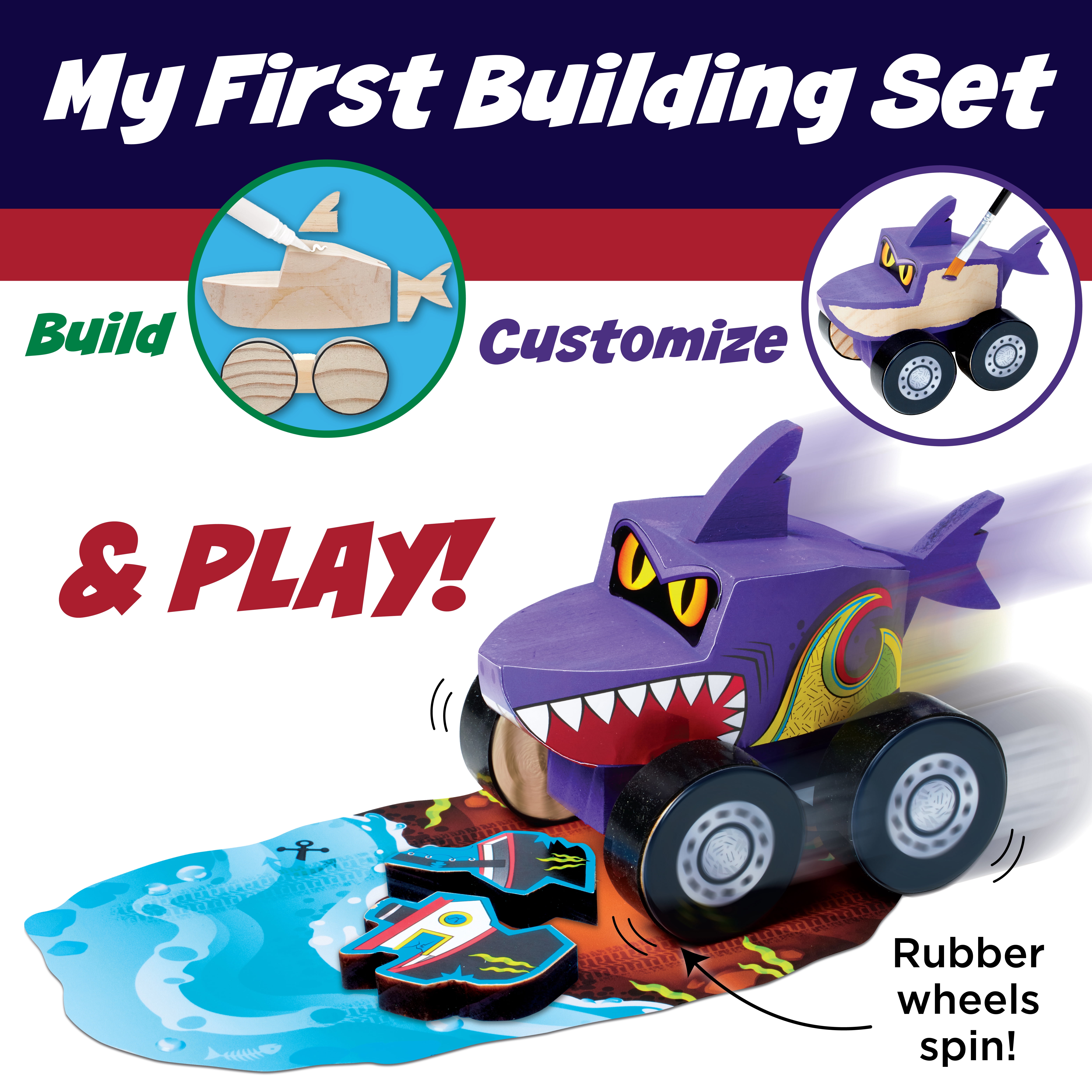 Creativity for Kids Buildeez! ​Monster Shark Truck: Wood Craft Kits and STEAM Toys