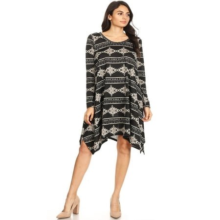 NEW MOA Women's Casual Basic Pattern Print Loose Fit A-Line Shift Dress