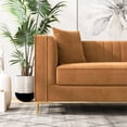 thumbnail image 6 of Ashcroft Kassandra Velvet & Wood Couch with Square Arm in Cognac Tan/Walnut, 6 of 7