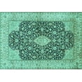 thumbnail image 1 of Ahgly Company Indoor Rectangle Medallion Turquoise Blue Traditional Area Rugs, 5' x 7', 1 of 4