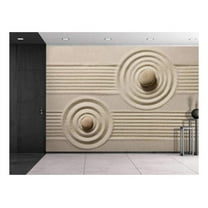 wall26 - Rocks Over a Rippled Sand Effect and Straight Lines - Wall Mural, Removable Sticker, Home Decor - 100x144 inches