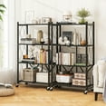 thumbnail image 2 of Gymax 2PCS 4-tier Foldable Storage Shelving Unit w/4 Universal Wheels for Kitchen, 2 of 9