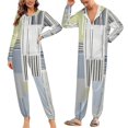 thumbnail image 2 of Abstract Geometric Textile Design Unisex Adult Onesie Pajamas with Pockets for Women Men Hooded Loungewear, 2 of 8
