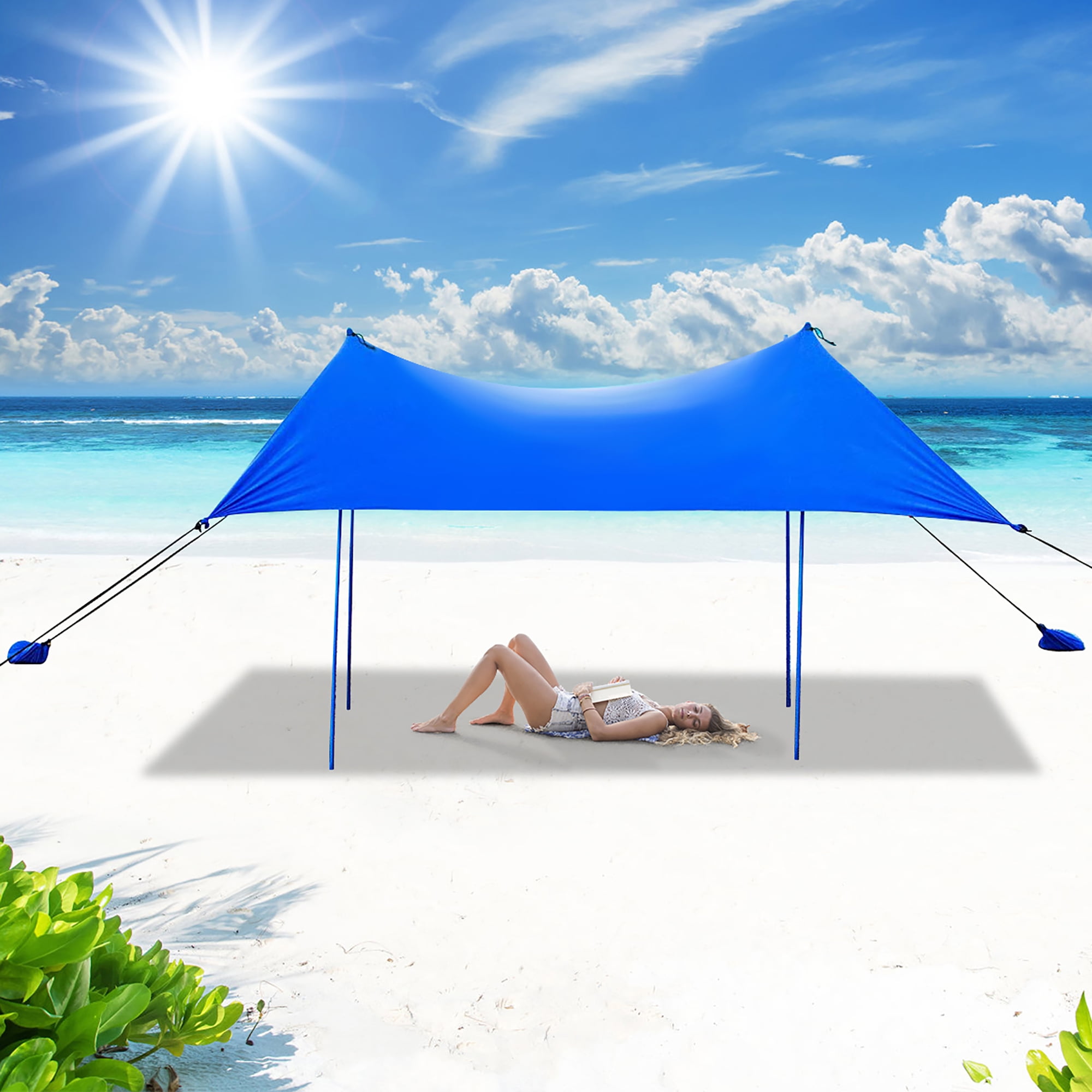 Lycra Sun shelter for The Beach,Camping and Outdoors SPF50 Artik Family Beach Tent Canopy Sunshade with Sandbag Anchors Simple /& Versatile